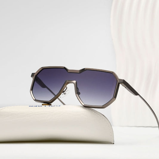 Punk style one piece large frame polygonal trendy sunglasses